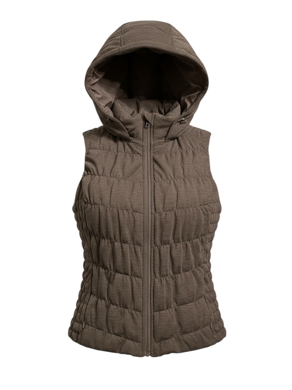 blanc noir Quilted Sleeveless Hooded Vest in Taupe Brown